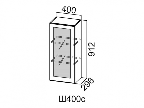 Шкаф навесной 400 со стеклом Ш400с Вектор СВ 400х912х296